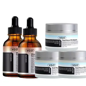 VGO Anti-Aging Vitamin C Serum + Snail Mucin 92% Firming Cream Set - Reduces Wrinkles & Boosts Elasticity, Enhances Natural Glow for All Skin Types