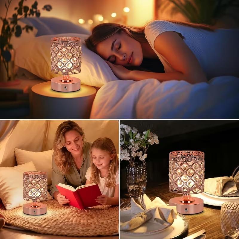 11in Rechargable Crystal Table Lamp, Small Touch Control Lamps Wireless Bedside Light for Bedroom Dining Table, Perfect for Gifts, Decoration