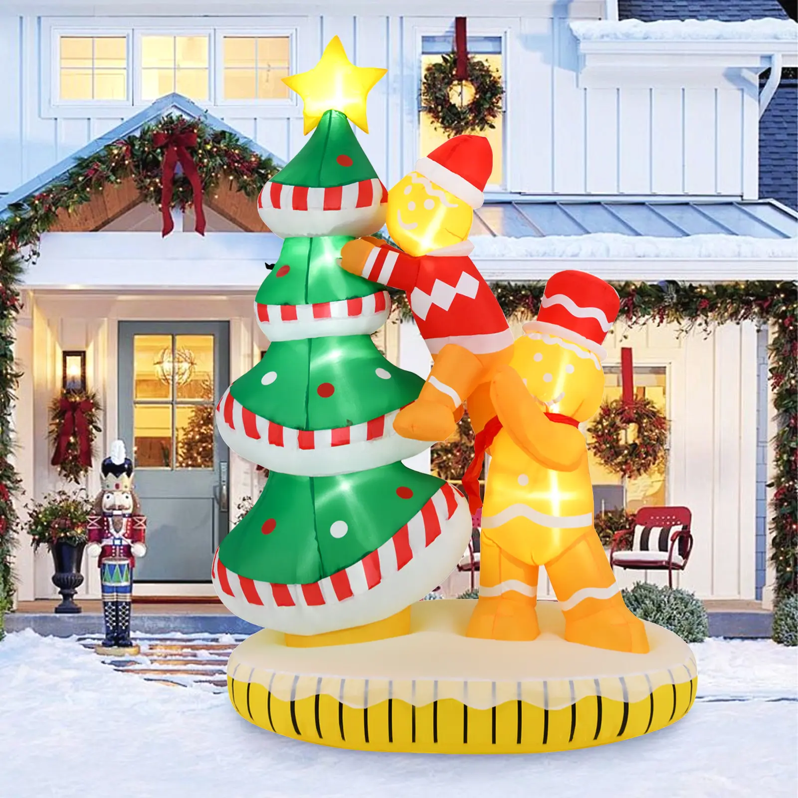 COSTWAY - 7 Feet Inflatable Christmas Tree with 7 Internal LED Lights and Built-in Fan