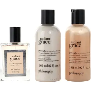 Philosophy Radiant Grace Set-Eau De Parfum Spray 2 Oz & Shower Gel, Bubble Bath And Shampoo 6 Oz & Body Emulsion 6 Oz For Women