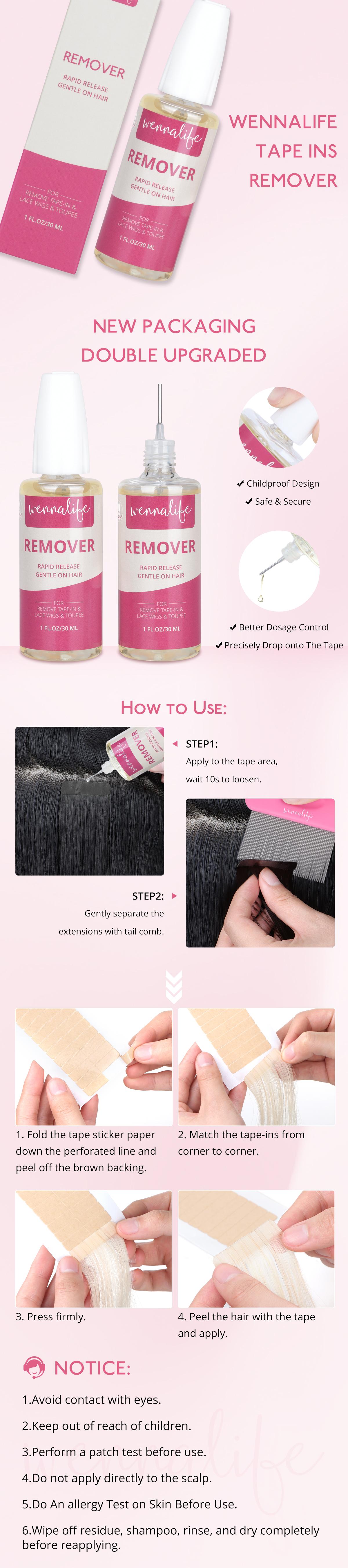 WENNALIFE Tape in Extension Remover 1 FL.OZ. (30ML) Tape in Remover Fast-Acting Wig & Toupee Gentle Effective Lace Glue Remover SpringStatements