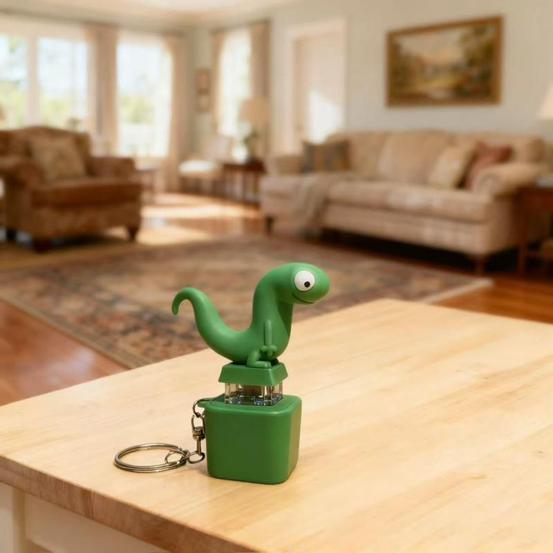 Lizard Button Keychain with Rechargeable LED Light Realistic Croak Color Changing Fun Toy for Kids & Adults Green Design