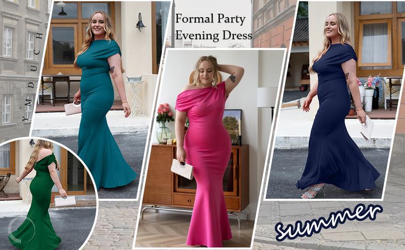 OYS Women's Elegant Sleeveless Off Shoulder Bodycon Long Formal Party Evening Dress Fabric Polyester