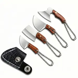 4Pcs Mini Knife Keychain Set – Tiny Pocket Box Cutter with Sheath – Stainless Steel EDC Gadget for Unboxing, Camping, Fishing – Cool Miniature Cleaver Axe Gift for Men, Dad, Husband collector Outdoor Multifunctional Tools