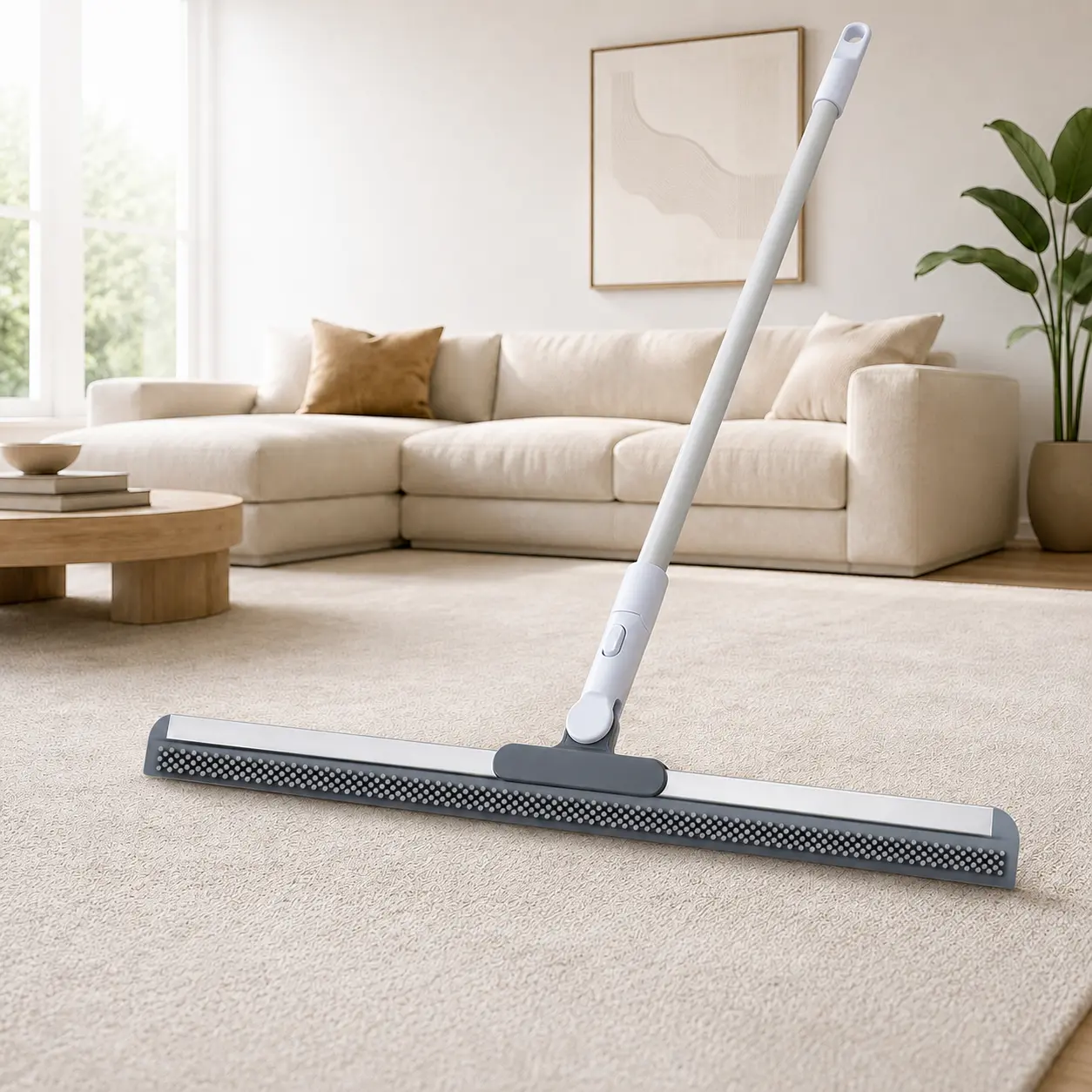 4-in-1 Long-Handled Adjustable Squeegee Mop Broom - High-Density Silicone Pet Hair Remover, Retractable 180° Rotatable, Streak-Free Home Care Supplies for Carpet & Bathroom Floor，magic scrub room, Long-Handled Adjustable Brooms, Squeegee Mop Brooms