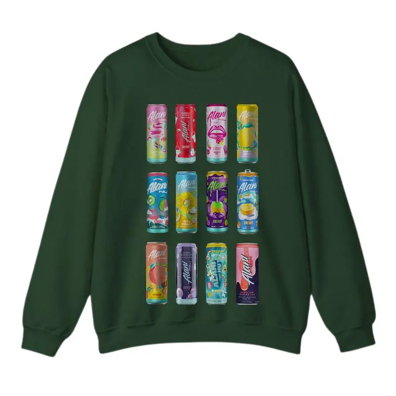 Alani Nu Energy Drink Sweatshirt, Graphic Cotton Crewneck For Women, Soft Fabric Casual Streetwear, Long Sleeve Pullover Top, Trendy Daily Wear Sweatshirt, Gift For Men And Women, Classic Cotton Full Colors Sweatshirt