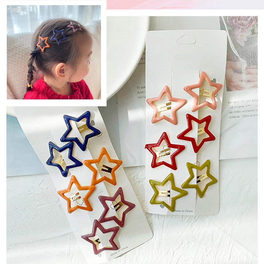 12 Pcs Metal Snap Hair Clips Star Hair Barrettes Hair Accessories for Women Girls
