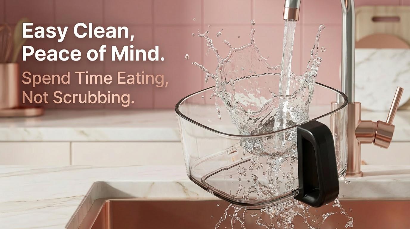 VEXON Aesthetic Pink Glass Air Fryer 4.5QT – 6-in-1 Digital Air Fryer with Viewing Window, 97% Less Oil, Quiet & Easy Clean, A Perfect Gift for your girl