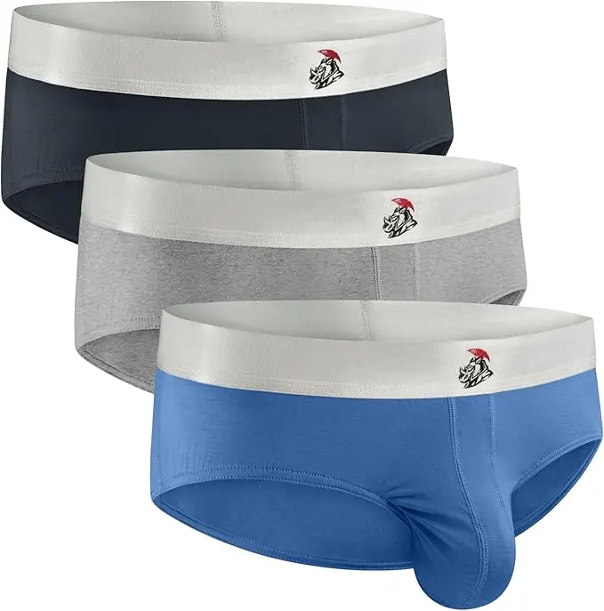 Men's Mid-Rise No-Fly Modal Briefs 3-Pack - Breathable Stretch Stretchy Sports Underwear for Gym, Soft Traditional Classic Activewear