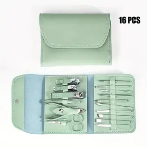 16 Pieces/set Professional Stainless Steel Manicure & Pedicure Set – Nail Clippers & Grooming Kit for Hands, Face & Feet
