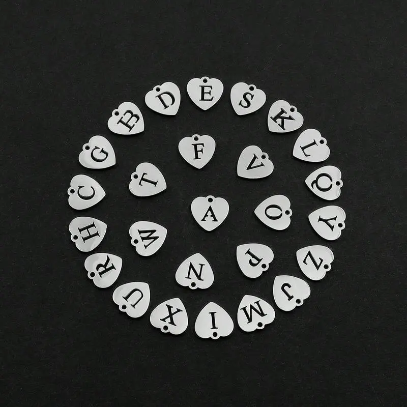 1pc Simple Silver Color Heart Hollow Initial Pendant Toggle Clasps Stainless Steel Chain Necklaces For Women 1pc Simple Silver Color Heart Hollow Initial Pendant Toggle Clasps Stainless Steel Chain Necklaces For Women