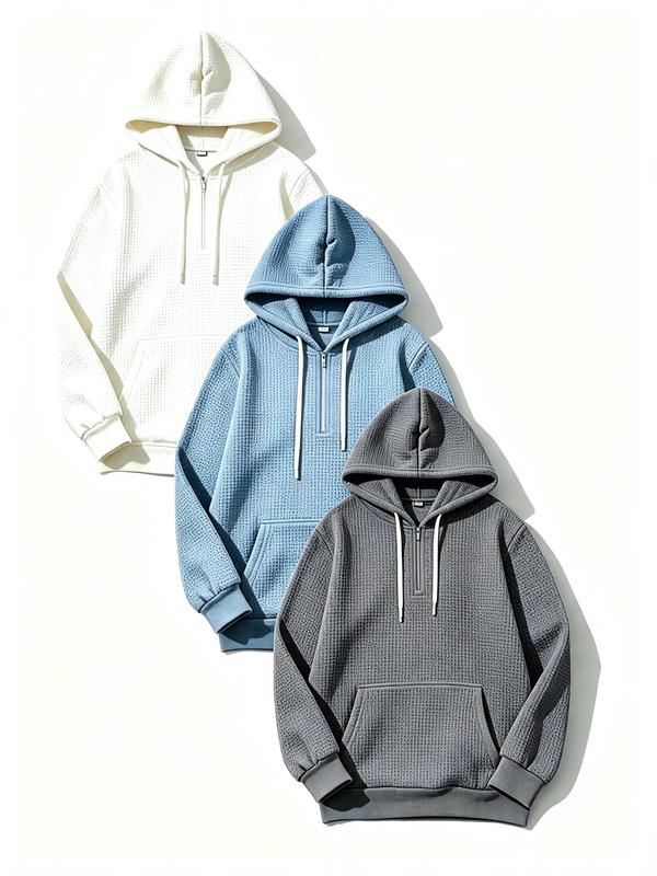 3‑Pack Men Fashion Jacquard Hoodie, Oversized Long Sleeve Pullover Sweatshirt, Streetwear Casual Mens Hooded Tops