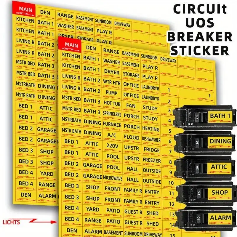 Circuit Breaker Label Sticker, 129pcs/set Waterproof Assorted Size Label Sticker, Waterproof Stickers, Portable Electrical Circuit Breaker Reminder Sticker, Decal Sticker, Self Adhesive Label, Sticker Packs, Includes Sticker