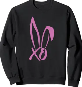Bunnie XO Pink Logo Sweatshirt, Funny Fan Merch Graphic Pullover, Unisex Casual Streetwear Fashion Top
