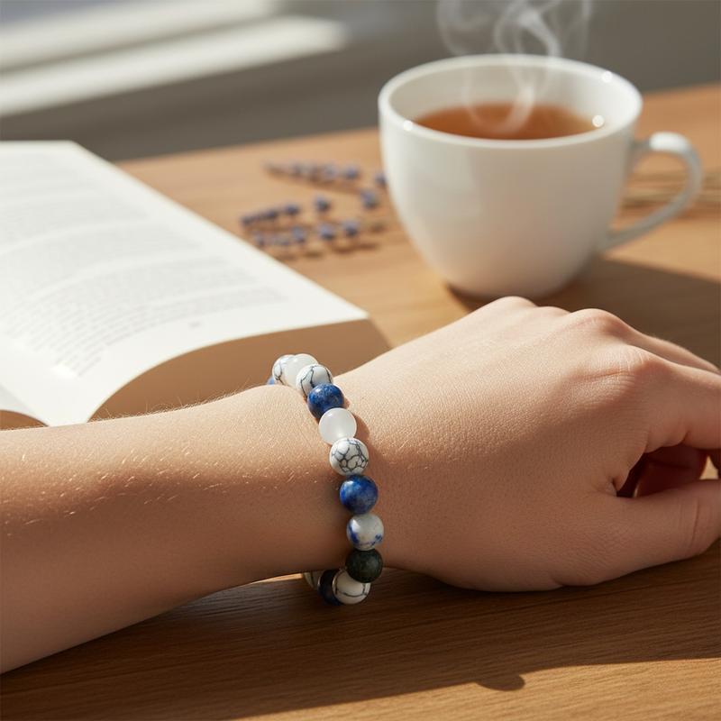 1PC Stone Beaded Bracelet – 8 mm Stretchy Crystal Bracelets for Men and Women, Fashion Accessory for Spiritual Healing & Energy Balancing Christmas Gift for Her