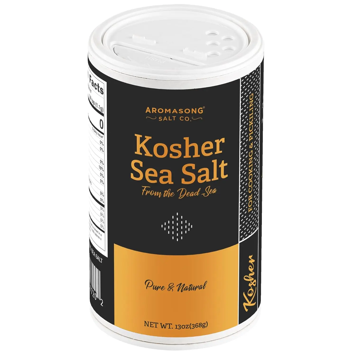 Aromasong Kosher Dead Sea Coarse Grain Magnesium Salt - 13oz Unrefined & Additive-Free Resealable Bag, 24-Month Shelf Life for Seasoning, Brining