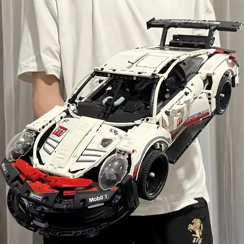 【1:10 50cm/19.7in】Technic Race Car Model Building Kit Advanced Replica Exclusive Collectible Set Gift for Kids Boys & Girls Aerodynamic Bodywork Black Spoked Rims Working Differential