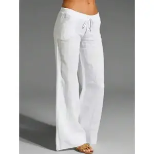 Petite Women's Elegant Resort Casual Linen-Look Pants Womenswear Bottom