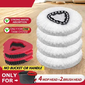 Fmothersdaygiftideas Spin Mop Head Replacement for O Cedar 1-Tank System Microfiber Mop Heads-Easy Cleaning Floor Head Mop Set with 4 Refills 2 Brush  For All Floor Type Gift for Girlfriend