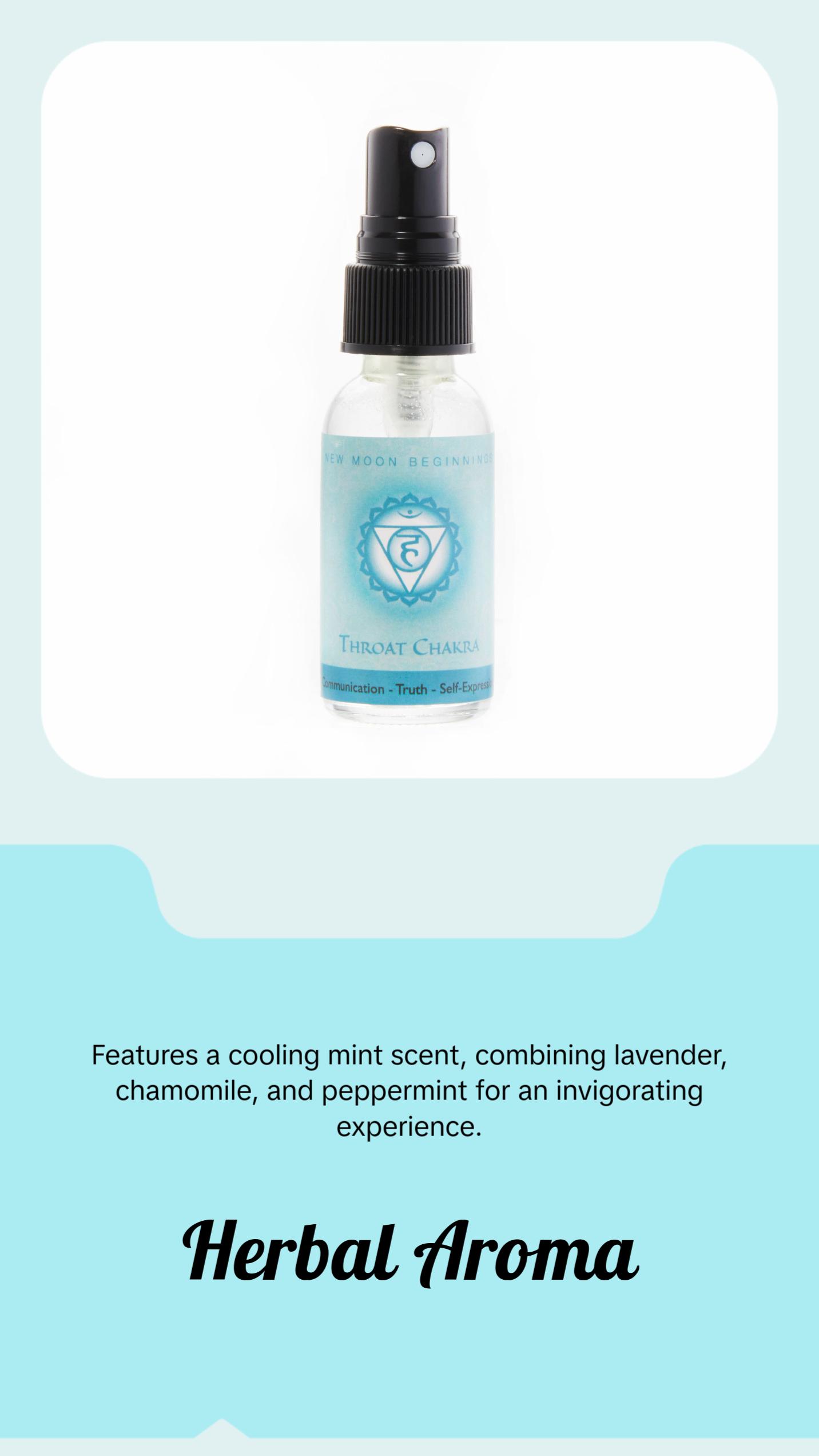 New Moon Beginnings Throat Chakra Spray - Peppermint Fragrance - Oral Aroma for Sensitive Individuals