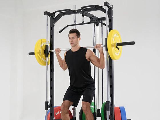 RitFit PSR05 Multifunctional Smith Machine with 13 Accessories Included smith  machine squat machine power rack Home Gym System Home Gym Station Strength Training Equipment(Black/Pink)