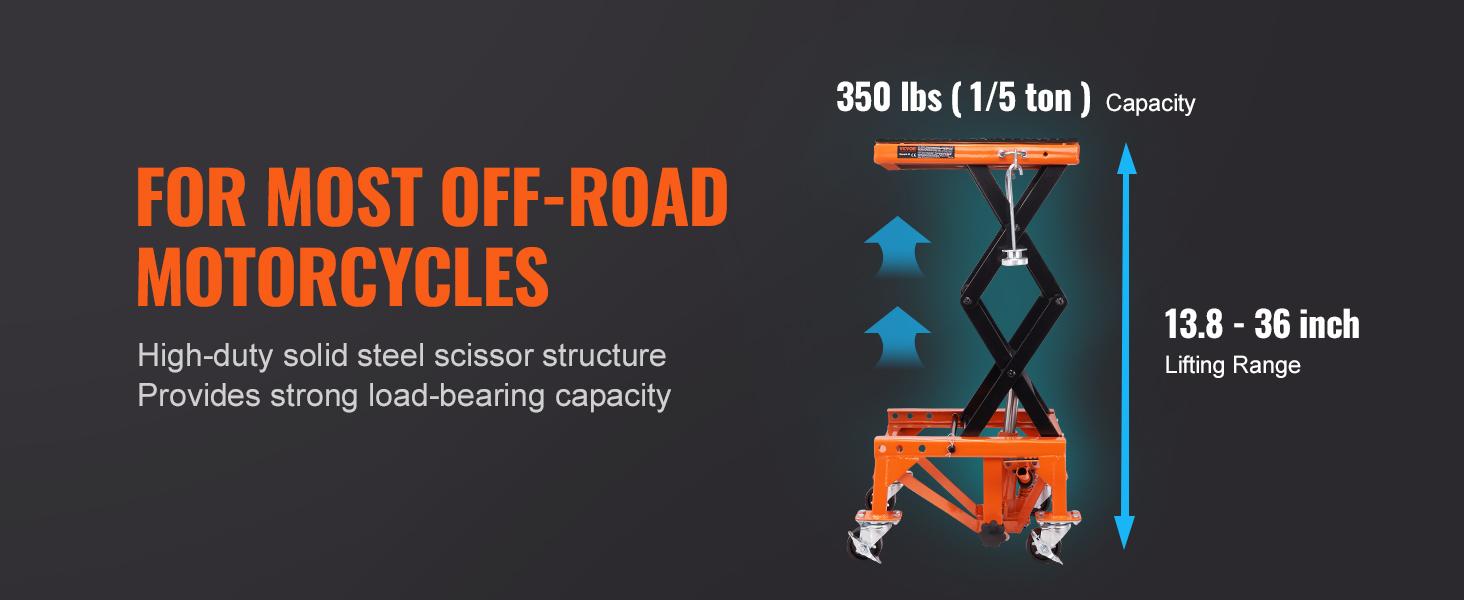 【Super Brand Day】VEVOR Hydraulic Motorcycle Lift Table, 350 LBS Capacity Motorcycle Scissor Jack Lift with Wide Deck, J-hooks, 4 Wheels, Hydraulic Foot-Operated Jack Stand for ATV Dirt Bikes，DEALS FOR YOU