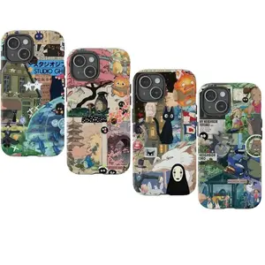 Studio Ghibli Collage Phone Case – Anime Cartoon Aesthetic Design, Anti-Drop, Waterproof, Shockproof, Tough Case – Glossy Finish, Scratch-Resistant Full Protection