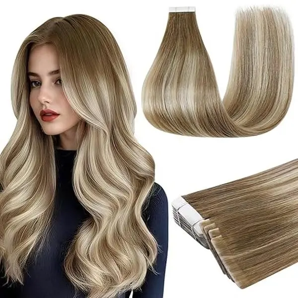 Full Shine Injection Tape in Extensions Real Human Hair 12-24 Inch 20 Pcs 50G Long Straight  Seamless for Beauty #tiktokshopsummersale backtoschool