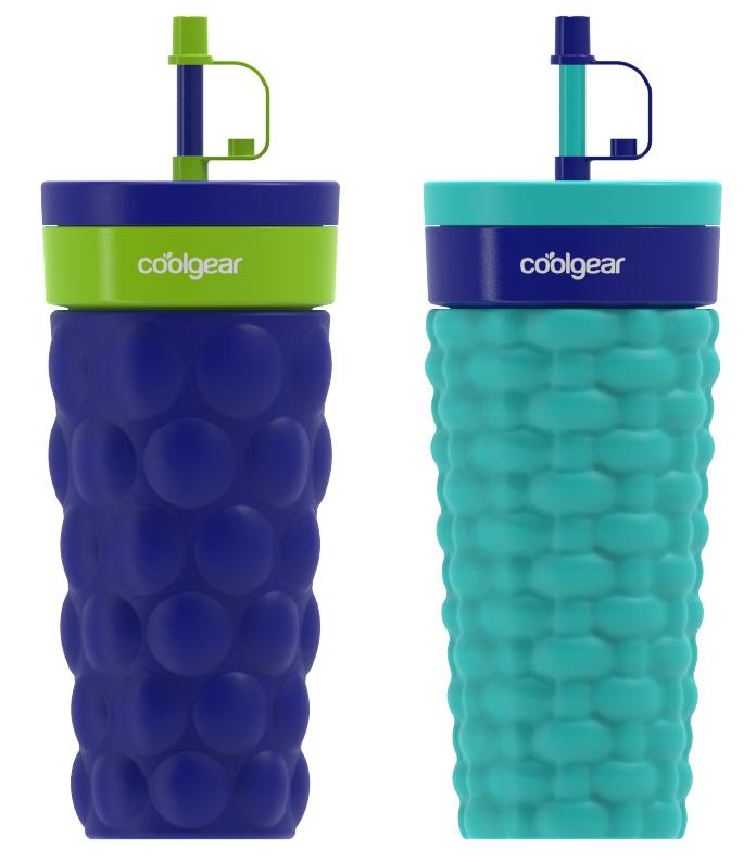 COOL GEAR 20oz Go Grip Voyage Tumbler with Straw, BPA-Free Lid, Non-Slip Grip, Easy Sipping Design for Beverages On the Go, Textured Reusable Travel Cup