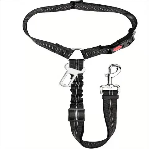 Bungee Dog Car Seat Belt - Adjustable Pet Safety Leash, Durable Reflective Harness with Nylon Webbing, High-Density Nylon Resists Wear, Lockable Buckle Stops Escapes, Reflective Night See Heavy-Duty Restraint, Car Interior Accessory (Safety First Design)