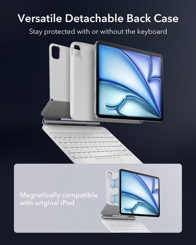 ESR iPad Air 11/13 inch 2025/2024 Case with Keyboard, iPad Pro 11/13 inch 2025/2024 Keyboard Case with Easy-Set Magnetic Stand, Portrait/Raised Modes for iPad Pro 11/12.9/Air 5th/4th Generation Keyboard, with Removable Protective Case