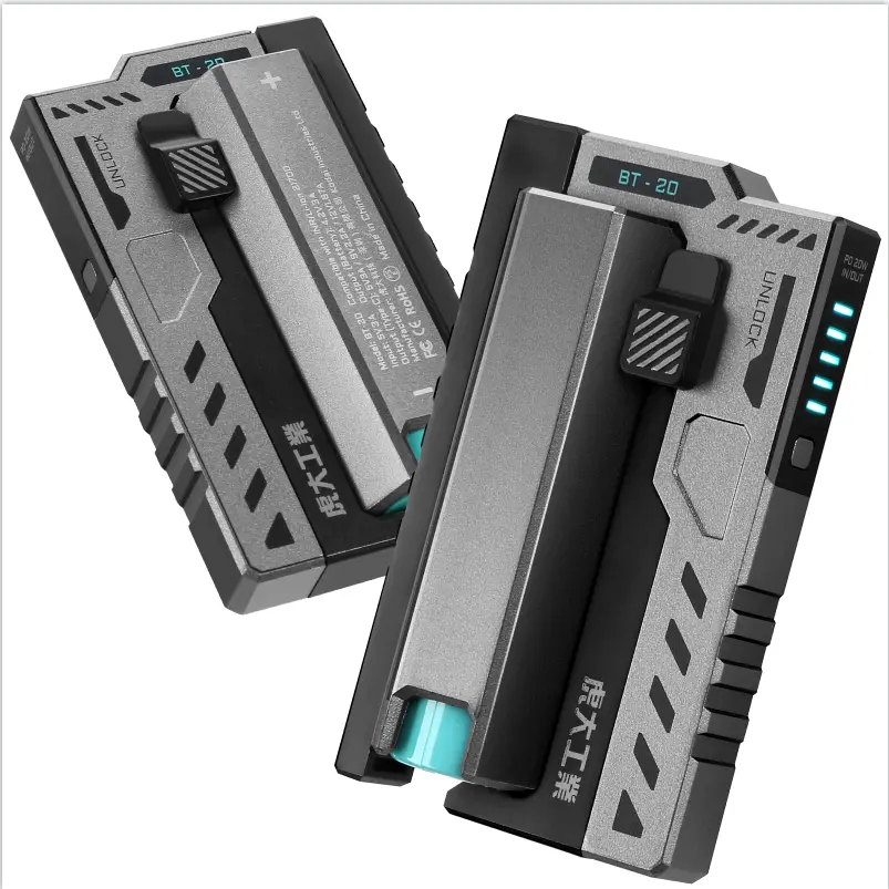 Portable Charger 5000mAh Power Bank,Tactical Style Design Portable Battery Charger 20W USB-C Ports Multi-Device Charging,Detachable Batteries for 18650 21700 (Battery Not Included)
