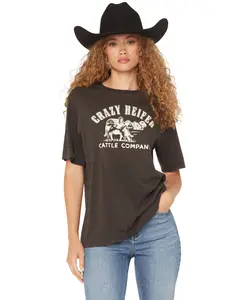 Idyllwind Women's Crazy Heifer Short Sleeve Boyfriend Graphic Tee - Iwho25t1-Blk