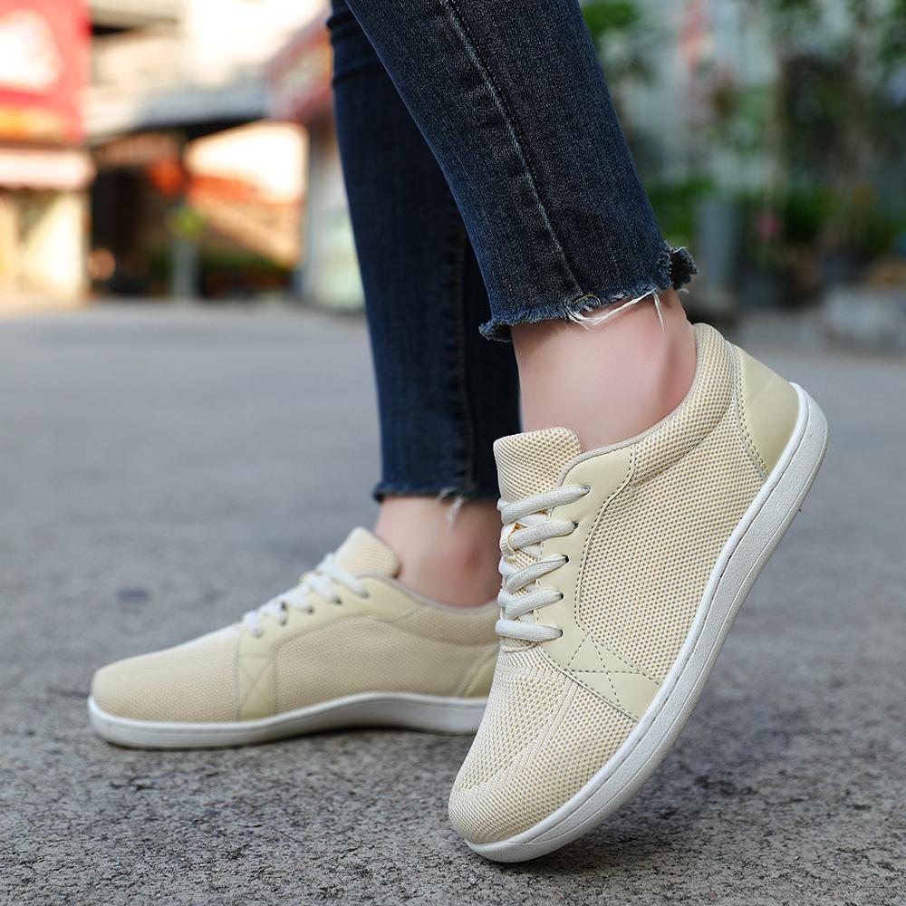 Women's Barefoot Style Slip On Sneakers with Wide Toe Box Zero Drop Sole Non Slip Lightweight Breathable Fabric Low Top Casual Trainers Perfect for Beach Outdoor Activities Walking Running