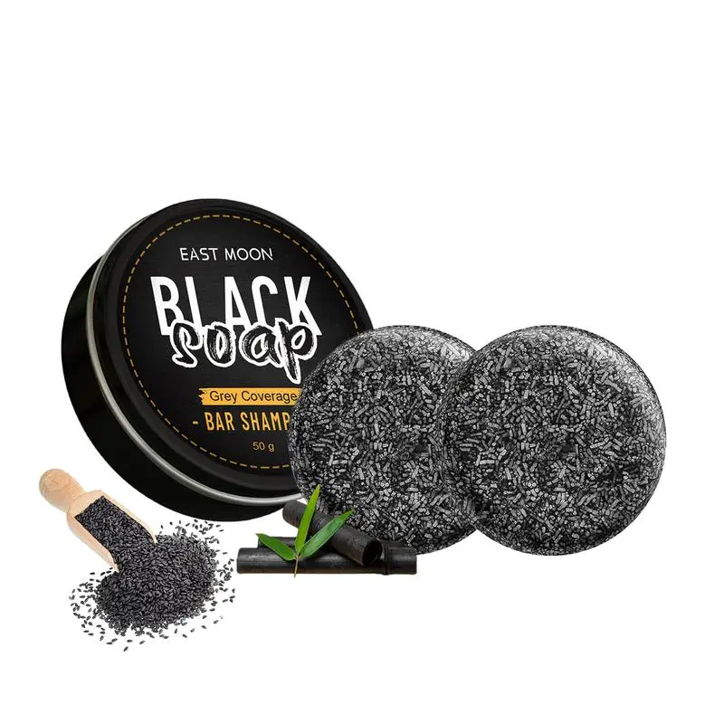 Black Hair Shampoo Soap Bar Cleanser - Butanediol-Infused Natural Haircare Beauty Product for Grey Coverage, Hydrating, Nourishing, Brightening, Repairing, Beauty Products, Cleansing Shampoo, Adults, Deep Clean, 50 G, Hair-Moisturizing, Silver Hair