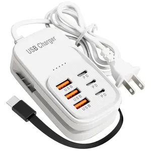 Multiport Fast Desktop Charging Hub, 3 Type C 3 USB Charging Station for iPhone/iPad/Samsung/Google Pixel/LG for Phone/Tablet