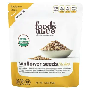 Foods Alive Organic Sunflower Seeds, Hulled, 12 oz (340 g)