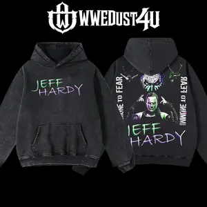 WWEDust4U Retro Vintage Limited Edition Jeff Hardy "Immune To Fear" Hoodie 100% Cotton Blend Pre-washed for Softness Classic Menswear Fabric - Apparel