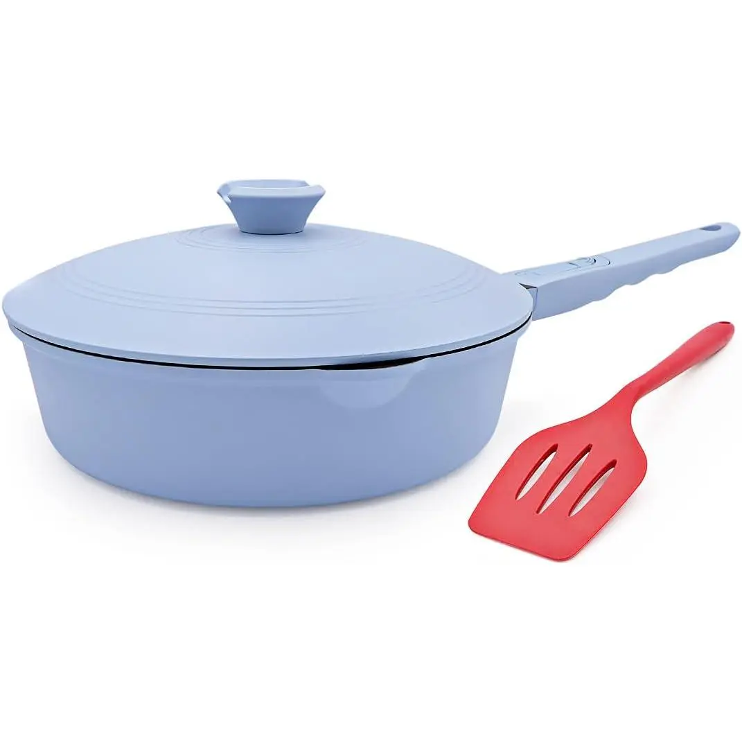 Family Deep Skillet Must-Have! WENZHUO 10-Inch 4QT Nonstick Deep Frying Pan with Glass Lid & Detachable Handle, Aluminum, All Stove & Oven Safe (PFOA/PFOS/APEO-Free)