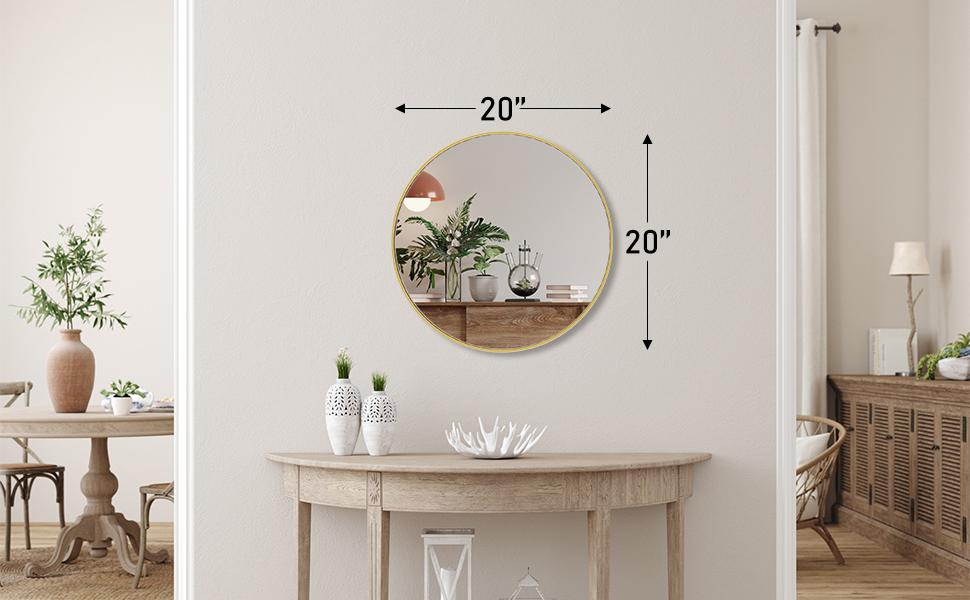 Round Wall Mirror, Bathroom Mirrors for Over Sink, Circle Mirror for Bathroom, Entryway, Bedroom, Vanity Decor
