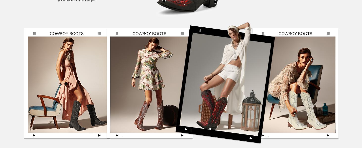 Western Cowboy Boots with Comfortable Calf Black Cowgirl Boot Women Sparkly Rhinestone Wedding Boots Trendy Vintage Tall Glitter Boot with Embroidery and Chunky Heel for Daily Wearing Office Party