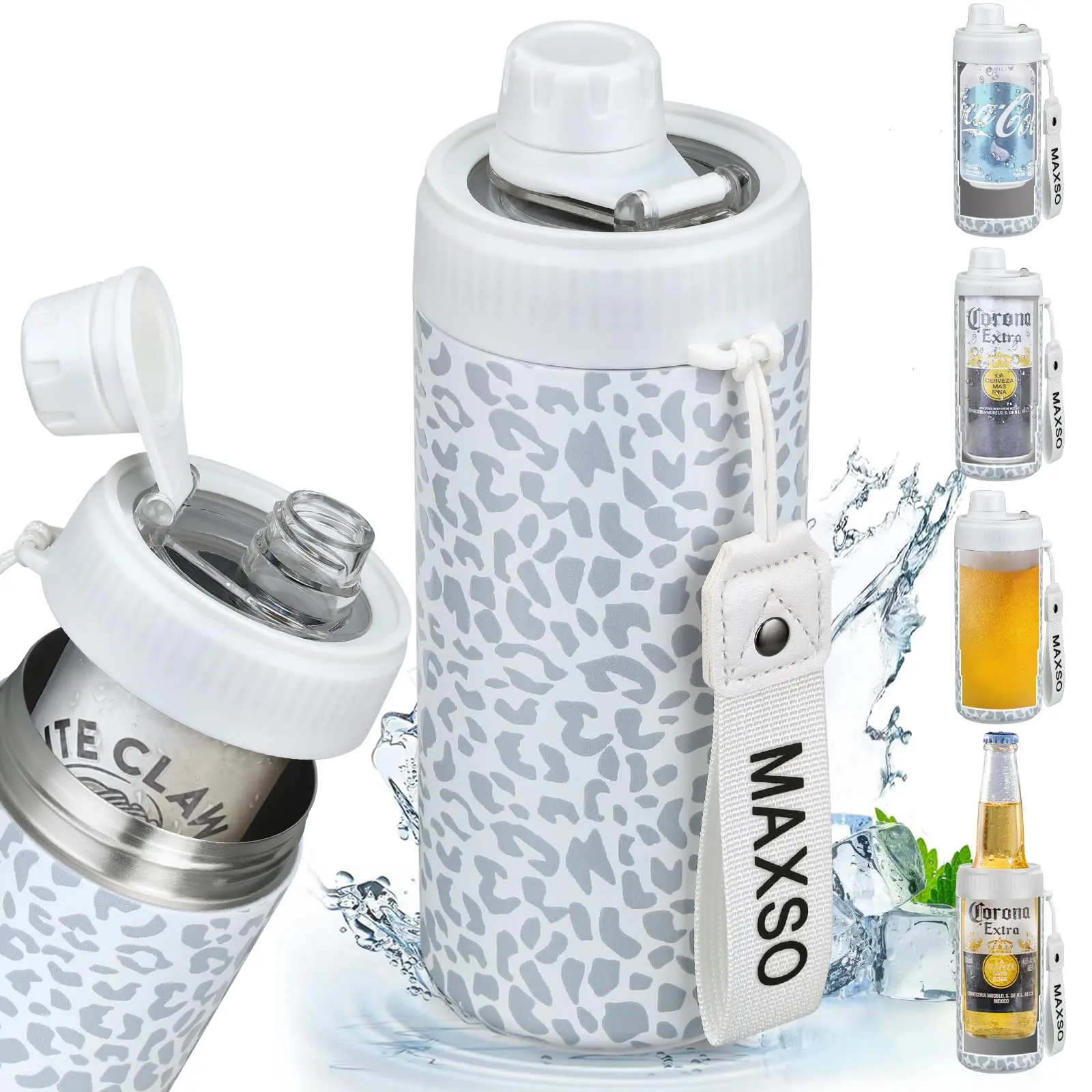 MAXSO Sealed Can Cooler Fizz Lid - Fits 12oz Cans, Slim Cans, 12oz Bottles & As Tumbler - Coffee Cup - Vacuum Insulated Stainless Steel Drinkware Flasks   Beach Beverage Thermal Skinny Beach Mug Bottled Bottled Portable Portable Portable