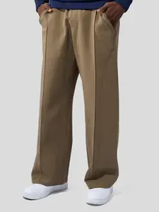Fioboc Men's Straight Leg Pants - Fall Winter Business Casual Essential Bottoms, Structured Wrinkle Resistant Menswear Beige