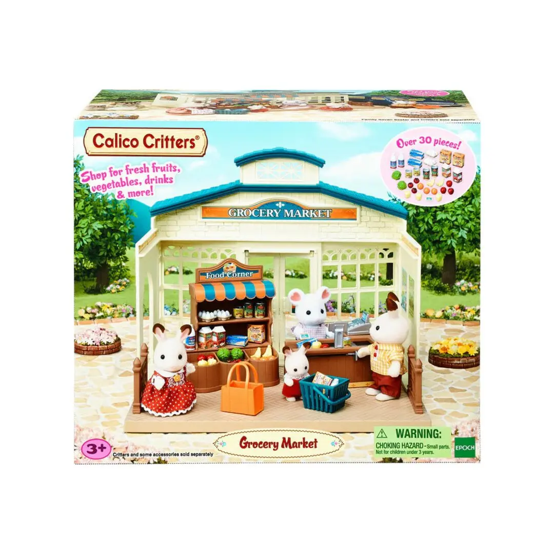 Calico Critters Grocery Market Pretend Play Set, Dolls & Stuffed Toys for Kids' Imaginative Play, Grocery Store Playset, Play Food Accessories