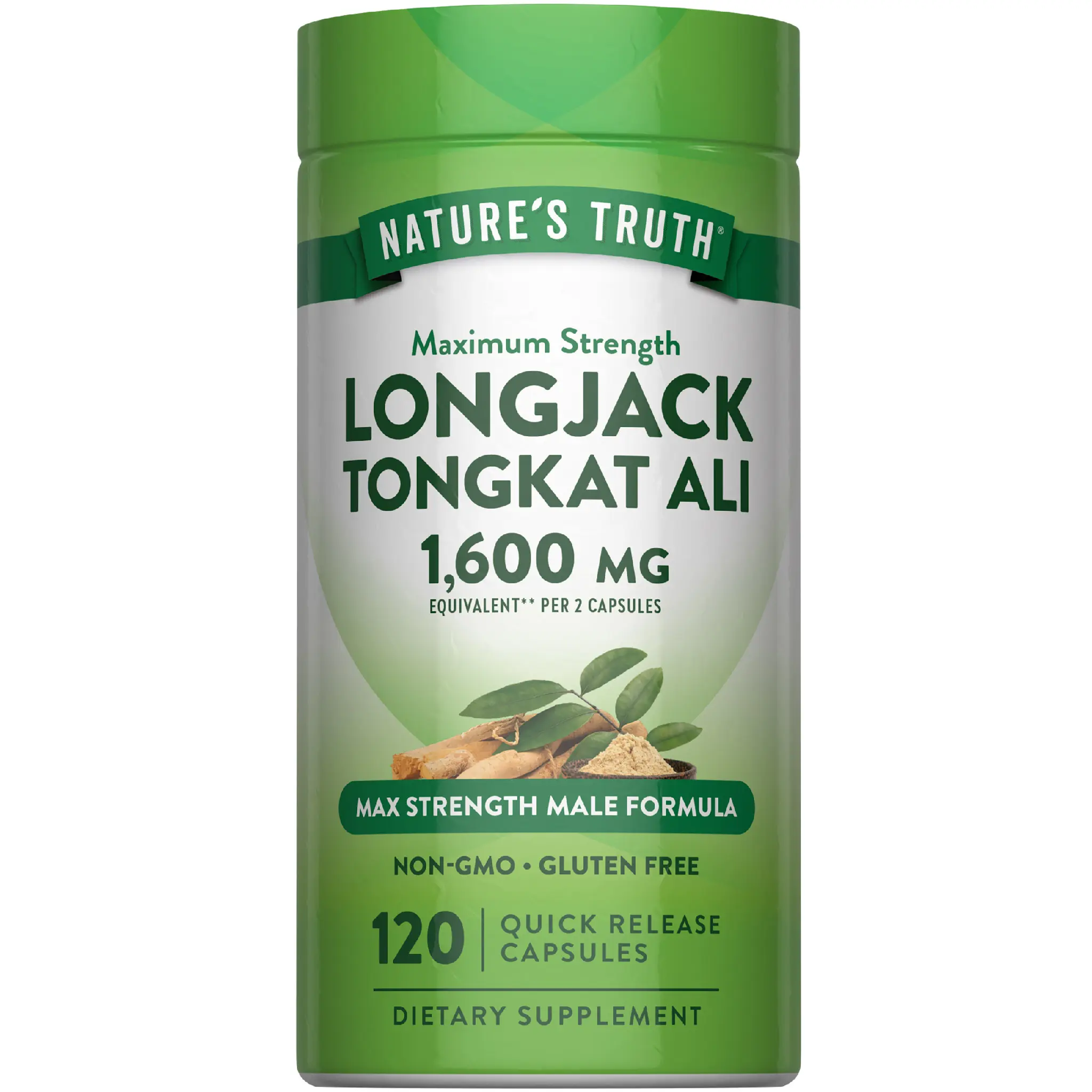 Nature's Truth Longjack Tongkat Ali 1600 mg - Max Strength Formula for Men - Non-GMO & Gluten Free Supplement