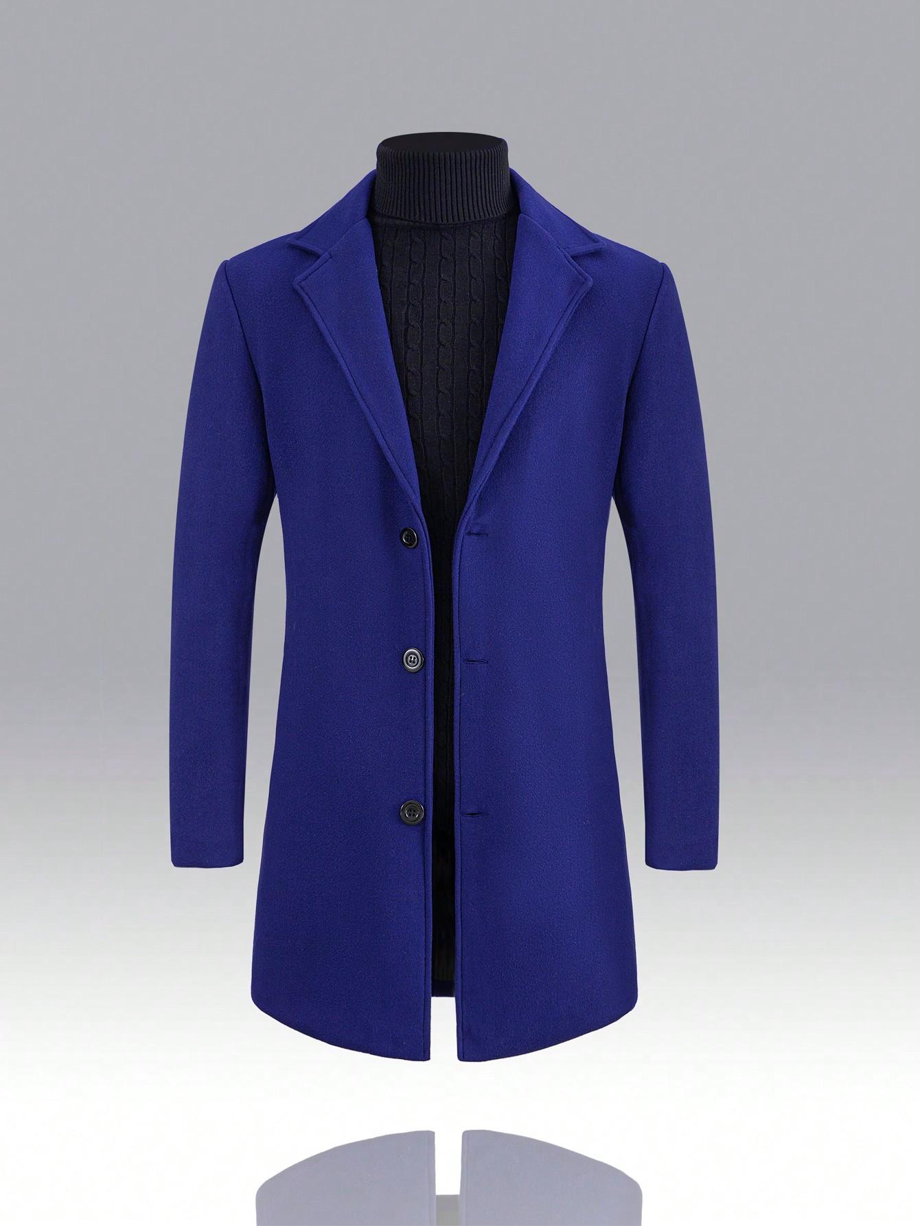 KZZ Men's Solid Button Front Lapel Neck Midi Coat, Regular Fit Casual Long Sleeve Outerwear for Fall & Winter, Men's Clothes for Daily Wear Christmas gifts christmas gifts for him Beige Classic jackets SpringStatements