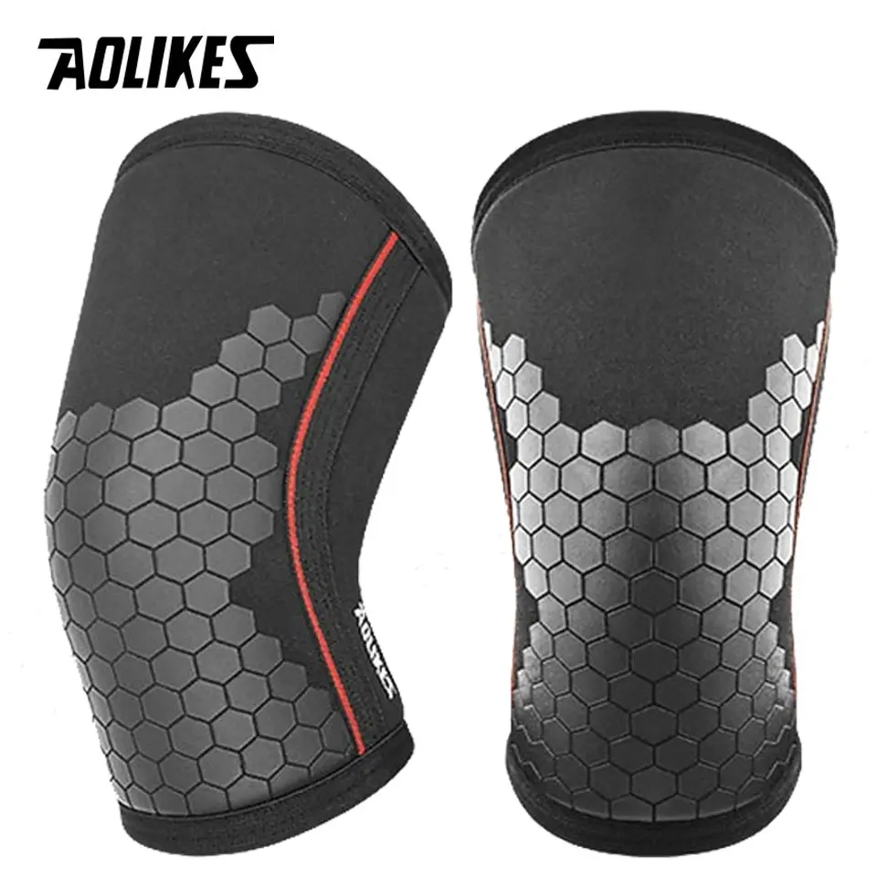AOLIKES 7mm Neoprene Gradual Compression Knee Support (Pair) - Orthopedic, Leg, Portable Injury Prevention Gear for Weightlifting, Squats, M