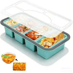 Silicone Freezer Trays with Lids Easy Demolding Soft Silicone Soup Molds for Portioned Meals Dishwasher Oven Safe Food-safe Materials