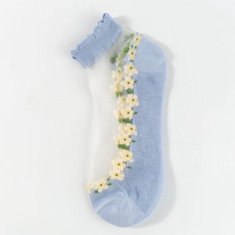 Floral Lace Women's Spring Summer Ankle Socks [10-pair pack] - Cute Cotton Sole Sweat-Wicking Breathable Socks (One size)