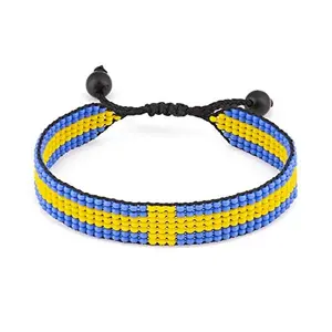 Sweden Flag Bracelet: Handmade, Adjustable Beaded Boho-Style Jewerly with Patriotic Design